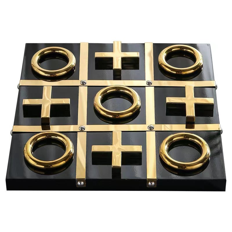 Anyhouz Tic-Tac-Toe XO Board Gold and White Tabletop Home Decor Modern Art Living Room Display House Decorative Crafts Metal Ornaments-Ornaments-PEROZ Accessories