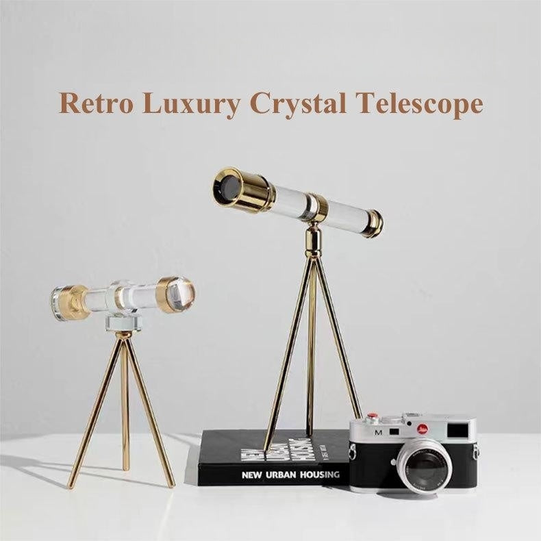 Anyhouz 13*28.5*30cm Modern Crystal Telescope Sculpture Tabletop Home Decor Modern Art Living Room Display House Decorative Crafts Metal Ornaments-Ornaments-PEROZ Accessories