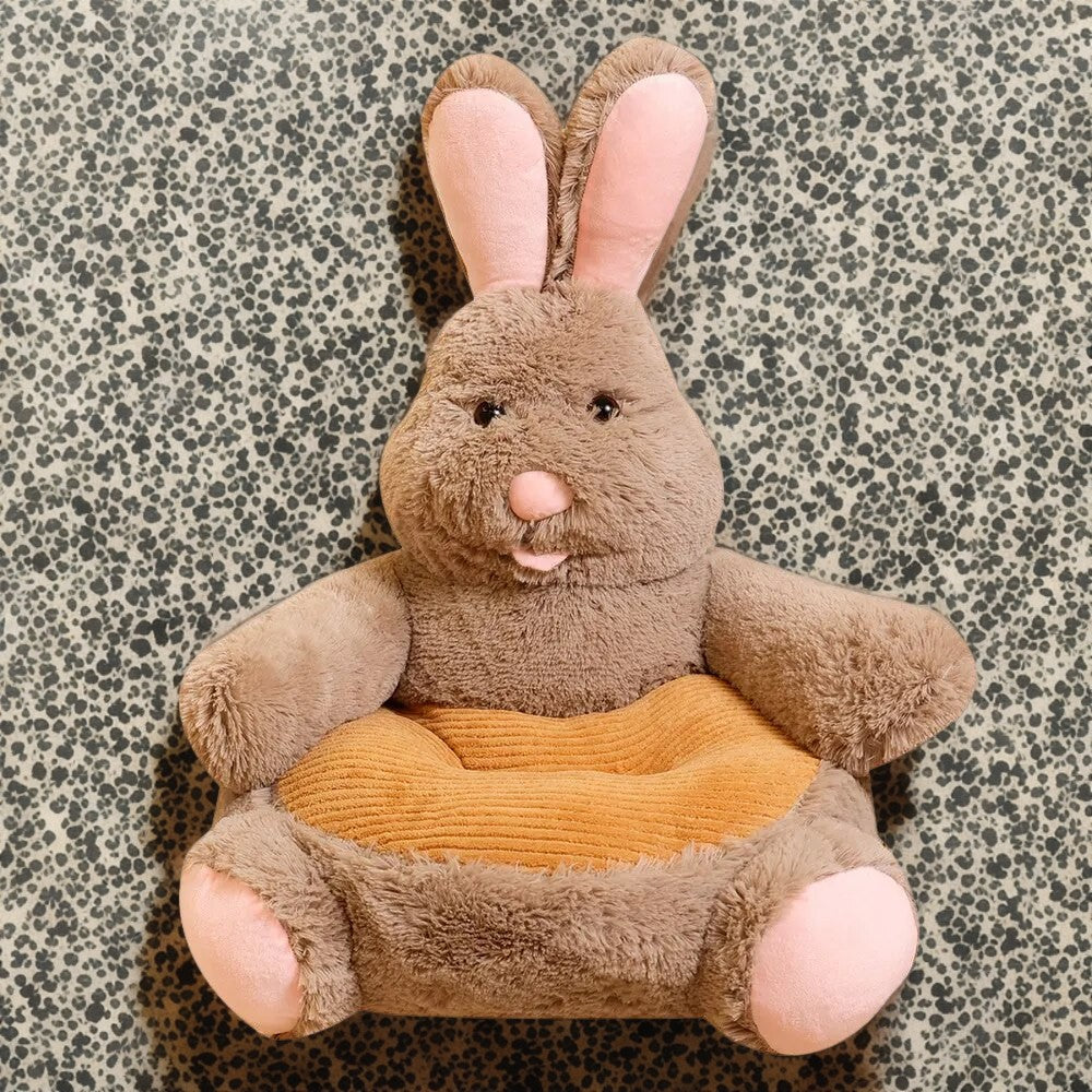 Anykidz Sofa Rabbit Skin/ Cover Only No Filling Inside Animal Shape Stuffed Soft Sofa Seat Cushion Room Decor for Kids-Kids Sofa-PEROZ Accessories