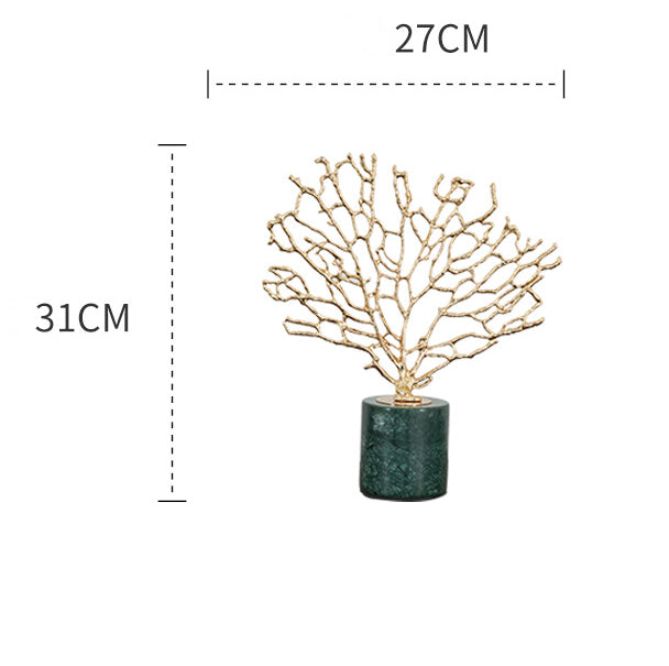 Anyhouz 31cm Tree Snowflake Tabletop Home Decor Modern Art Living Room Display House Decorative Crafts Metal Ornaments with Marble Base-Tabletop Decor-PEROZ Accessories