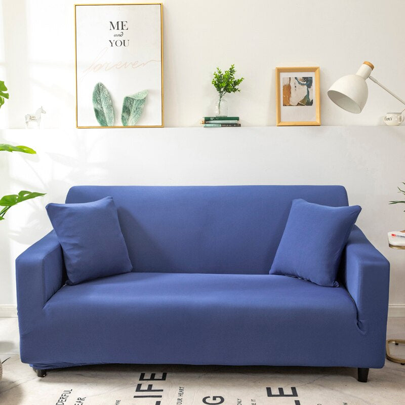 Anyhouz 2 Seater Sofa Cover Plain Royal Blue Style and Protection For Living Room Sofa Chair Elastic Stretchable Slipcover-Slipcovers-PEROZ Accessories