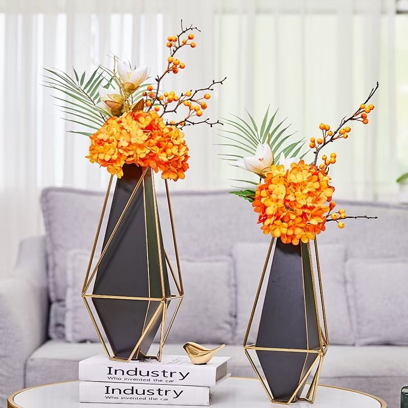 Anyhouz 39cm Gold Black Luxury Tabletop Home Decor Modern Art Living Room Display House Decorative Crafts Metal Ornaments-Ornaments-PEROZ Accessories