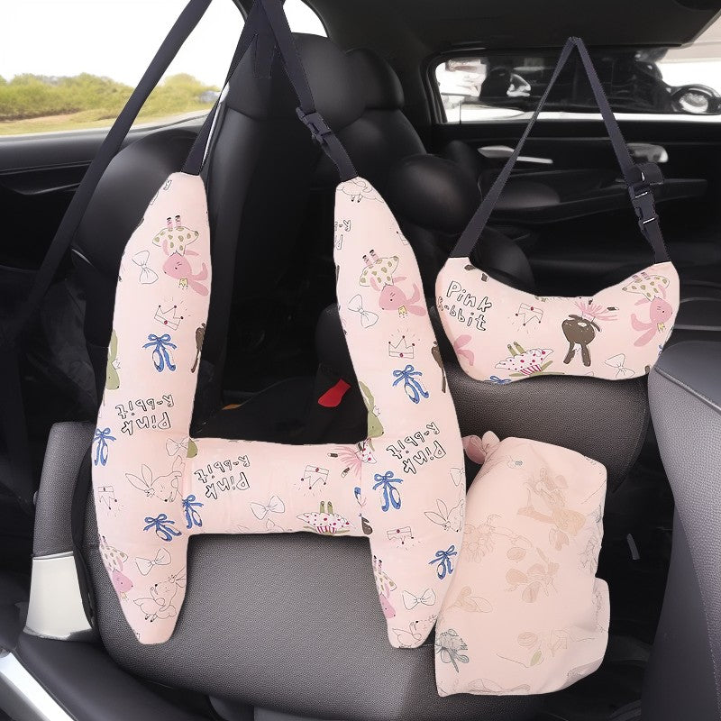 Anypack Car Travel Pillow Pink Rabbit 1 Set for Kids and Adult Neck Head Support H-Shape Travel Pillow-Neck Pillow-PEROZ Accessories