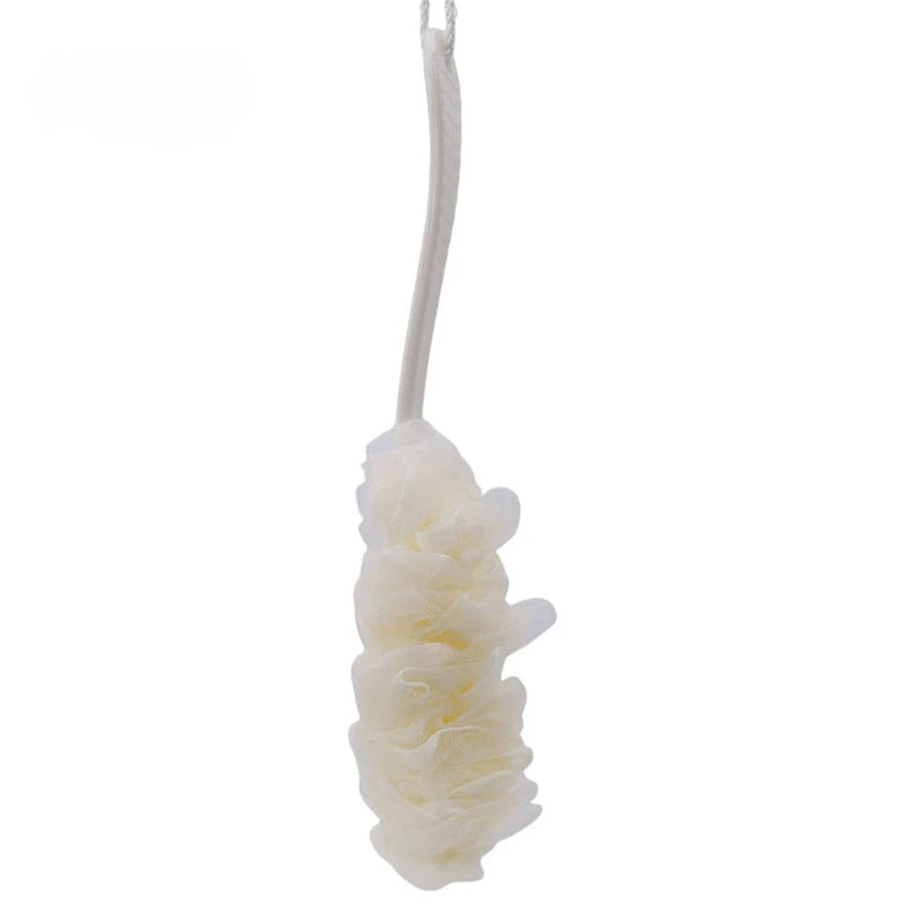 Anyhouz Long Handle Back Exfoliating Scrubber Sponge Beige Soft Mesh Exfoliating Bath Bubble Hanging Back Body Bath Shower-Bathroom and Toilet Accessories-PEROZ Accessories