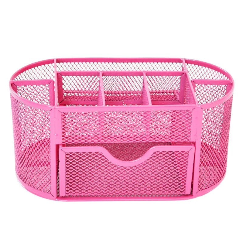 AnyCraft Red Metal Mesh Stationery Storage Organizer with Large Capacity Compartments for Office and School Supplies-Organizers-PEROZ Accessories