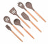 Anygleam Kitchen Utensils 7 Set Khaki Natural Beech Wooden Handle Cookware Tool Heat Resistant Non Stick Accessories-Spatula and Shovel-PEROZ Accessories