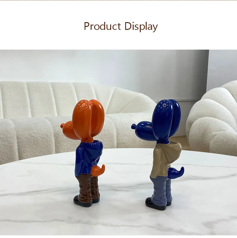 Anyhouz Home Figurine Balloon Dog Statue Blue 7inch Street Art Resin for Living Room Desktop Decoration Accessories Gifts-Sculptures & Statues-PEROZ Accessories