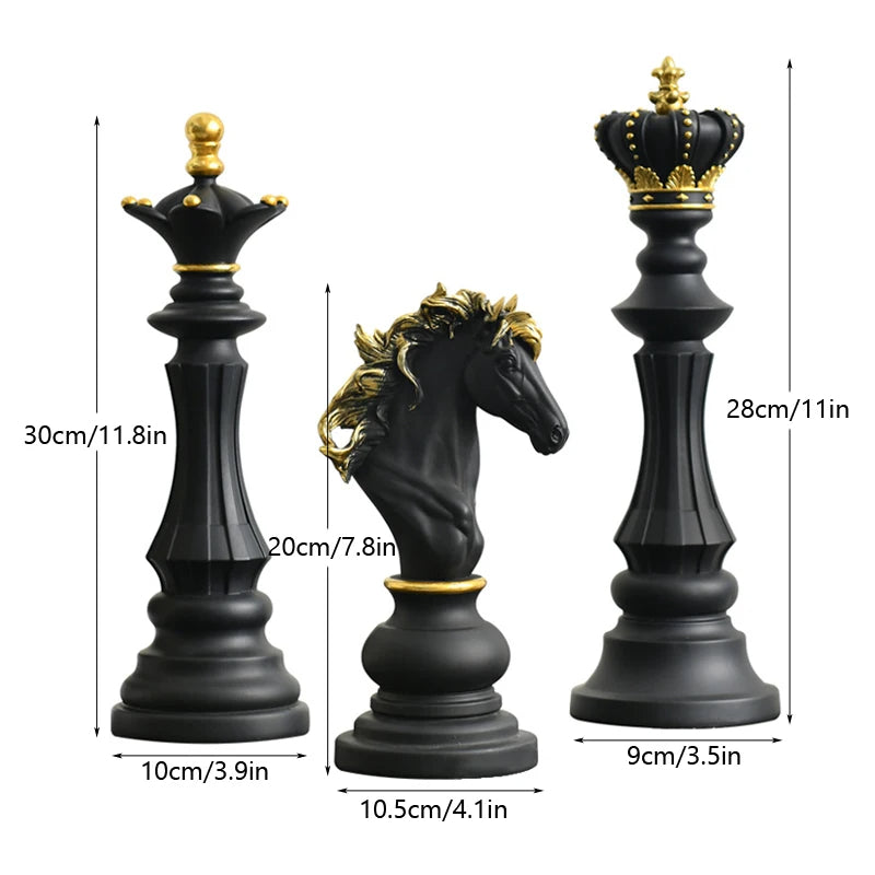 Anyhouz Home Figurine Chess Piece Black Queen Medium Resin for Living Room Desktop Decoration Accessories Gifts-Sculptures & Statues-PEROZ Accessories