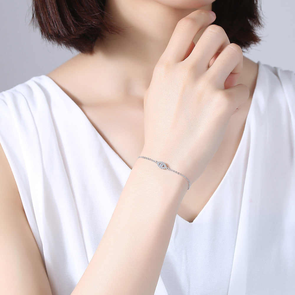 Anyco Bracelet High Quality Luxury Women Real 925 Sterling Silver Bracelet Blue Eye Stone Link Bracelets Bangles For Women-Bracelets-PEROZ Accessories
