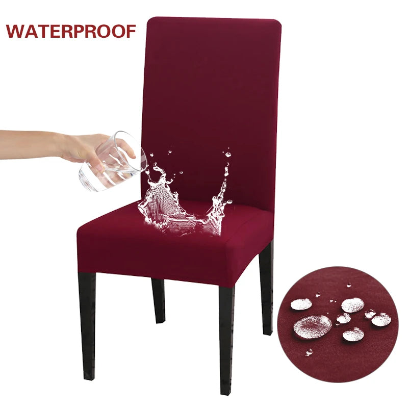 Anyhouz Chair Cover Wine Red with Anti-Dirt and Waterproof Elastic Material for Dining Room Kitchen Wedding Hotel Banquet Restaurant-Chair Cover-PEROZ Accessories