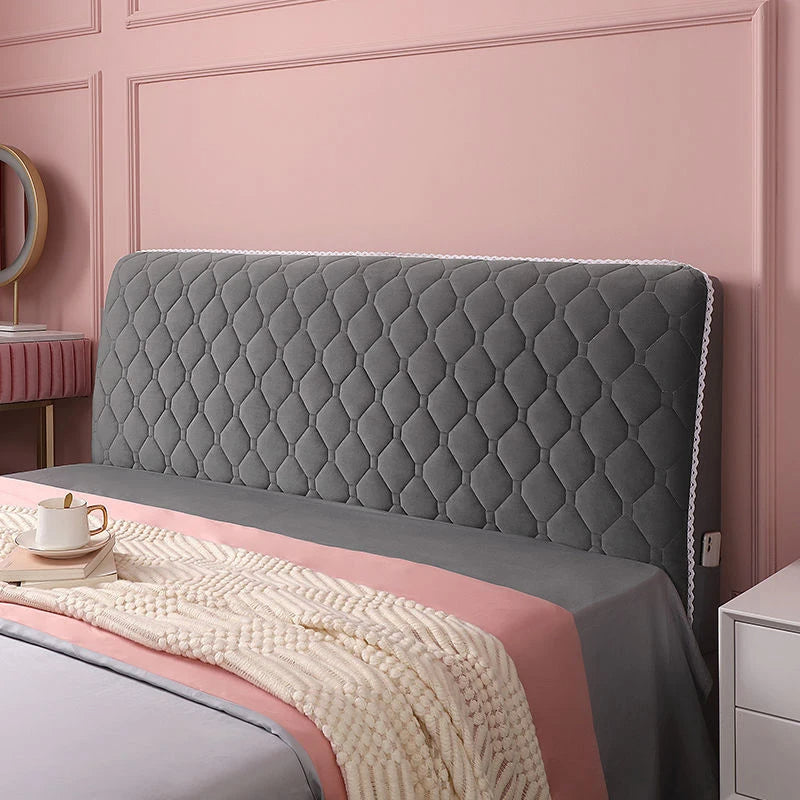 Anyhouz Headboard Cover Dark Gray Diamond Pattern Super Soft Smooth Quilted Velvet Bed Back Dust Protector Cover 190x70cm-Bed Headboard-PEROZ Accessories