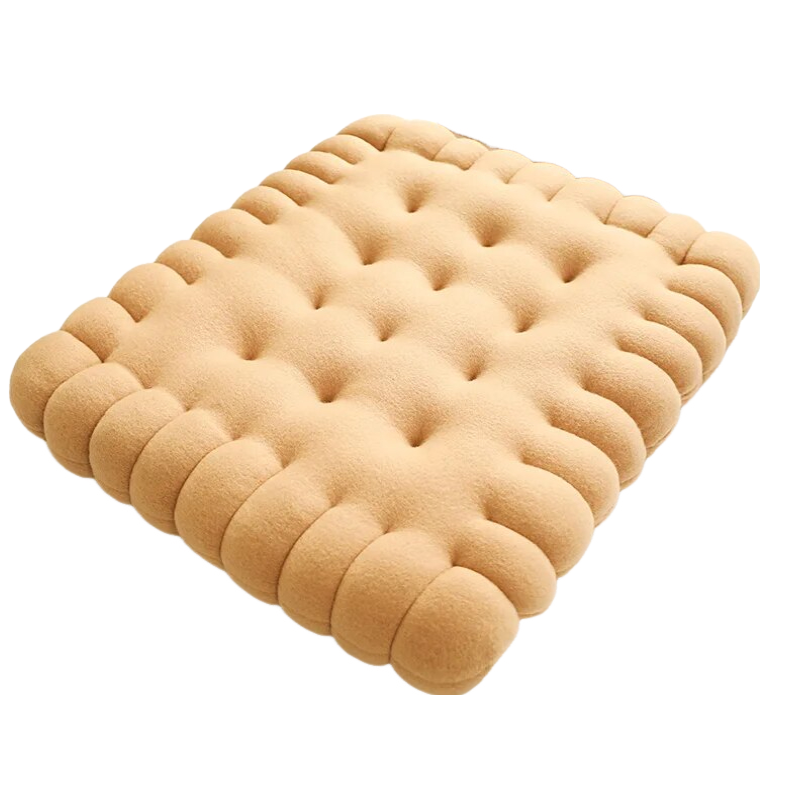 Anyhouz Plush Pillow Light Brown Square Biscuit Shape Stuffed Soft Pillow Seat Cushion Room Decor-Pillow-PEROZ Accessories