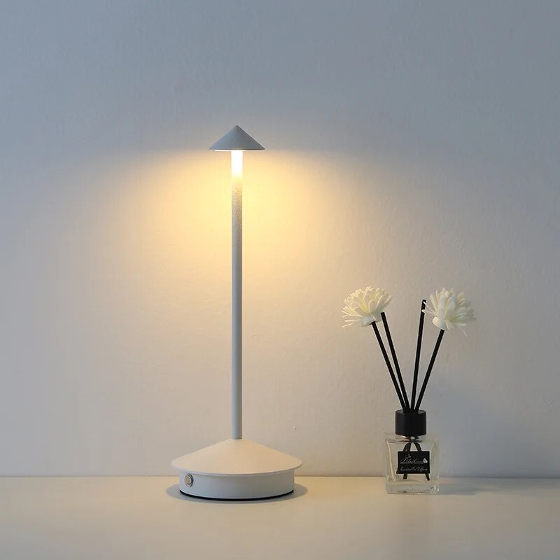 Anyhouz Hotel Lightning Lamp White Type-C Rechargeable Table Lamp Creative Dining Touch Led Decorative Lamp-Table Lamps-PEROZ Accessories