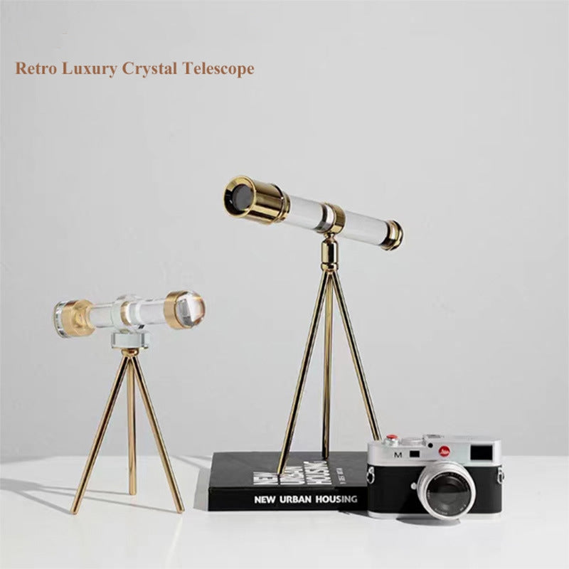 Anyhouz 13*28.5*30cm Modern Crystal Telescope Sculpture Tabletop Home Decor Modern Art Living Room Display House Decorative Crafts Metal Ornaments-Ornaments-PEROZ Accessories