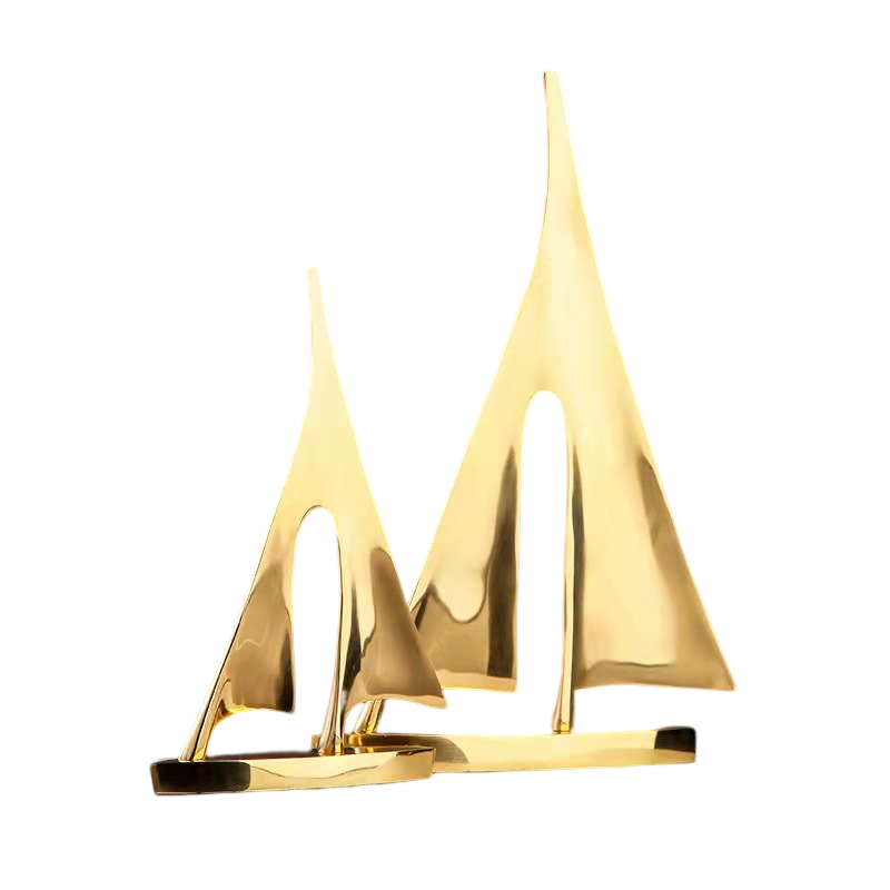 Anyhouz 20cm Gold Sailing Ship Metal Crafts Tabletop Home Decor Modern Art Living Room Display House Decorative Crafts Metal Ornaments-Ornaments-PEROZ Accessories