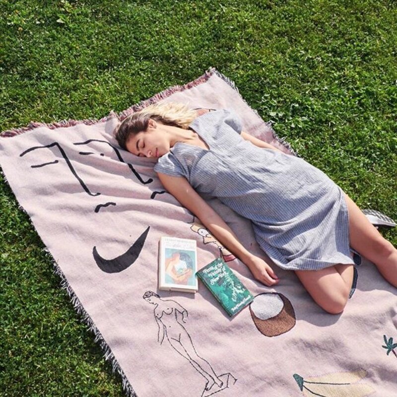 Anyhouz Pink Blanket Hawaiian Tapestry Leisure Blanket Home Decorative Sofa Cover Outdoor Picnic Camping Mat 130*160cm-Blankets-PEROZ Accessories