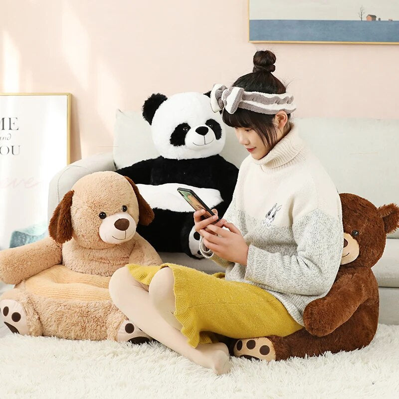 Anykidz Sofa Panda Skin/ Cover Only No Filling Inside Animal Shape Stuffed Soft Sofa Seat Cushion Room Decor for Kids-Kids Sofa-PEROZ Accessories