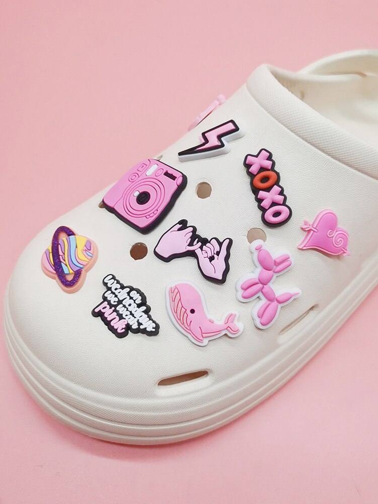 Anykidz 32pcs Random Color Pink Series Shoe Charm Accessories Jeans Clogs Pendants Designer Ornament Jibbitz for Crocs-Shoe Charms-PEROZ Accessories
