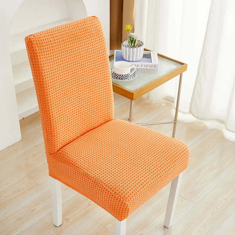 Anyhouz Chair Cover Orange Micro Knitted Design with Elastic Material for Dining Room Kitchen Wedding Hotel Banquet Restaurant-Chair Cover-PEROZ Accessories