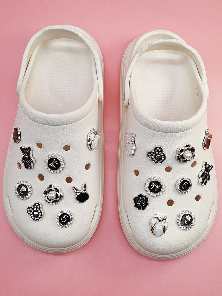 Anykidz 10pcs Random Color Resin Rhinestone Shoe Charm Accessories Jeans Clogs Pendants Designer Ornament Jibbitz for Crocs-Shoe Charms-PEROZ Accessories
