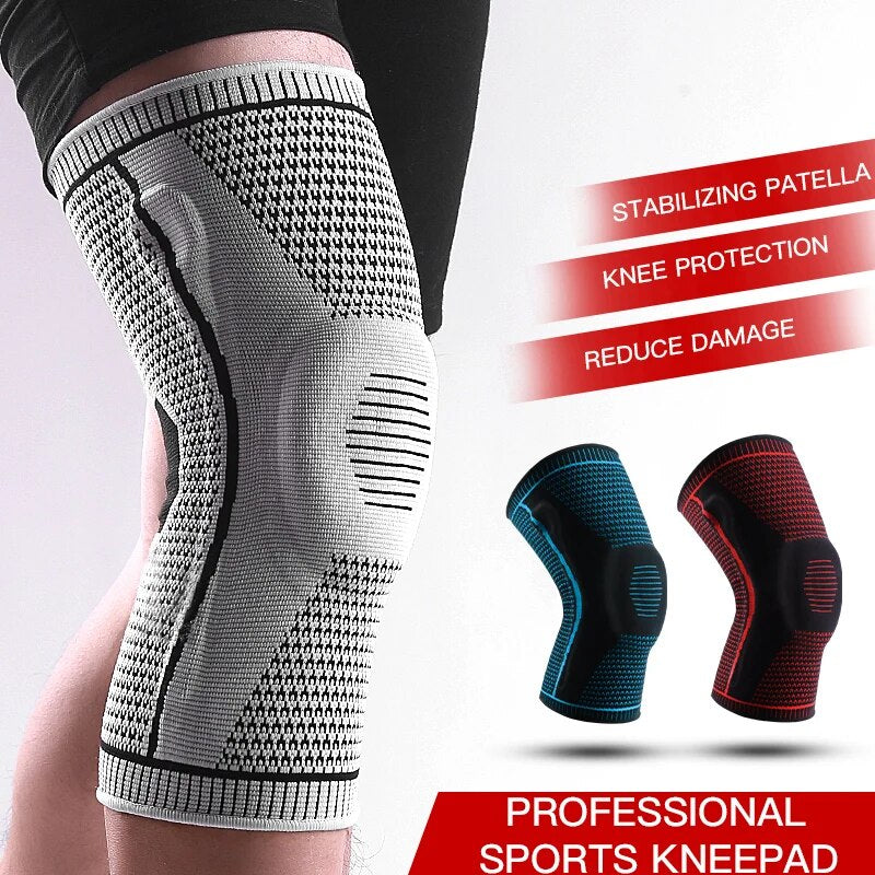 Anyfit Blue Kneepad 1 Pc Medium Brace Strap Silicone Full Knee Brace Strap Support Strong Meniscus Compression Protection Sport Kneepads for Running-Exercise & Fitness-PEROZ Accessories