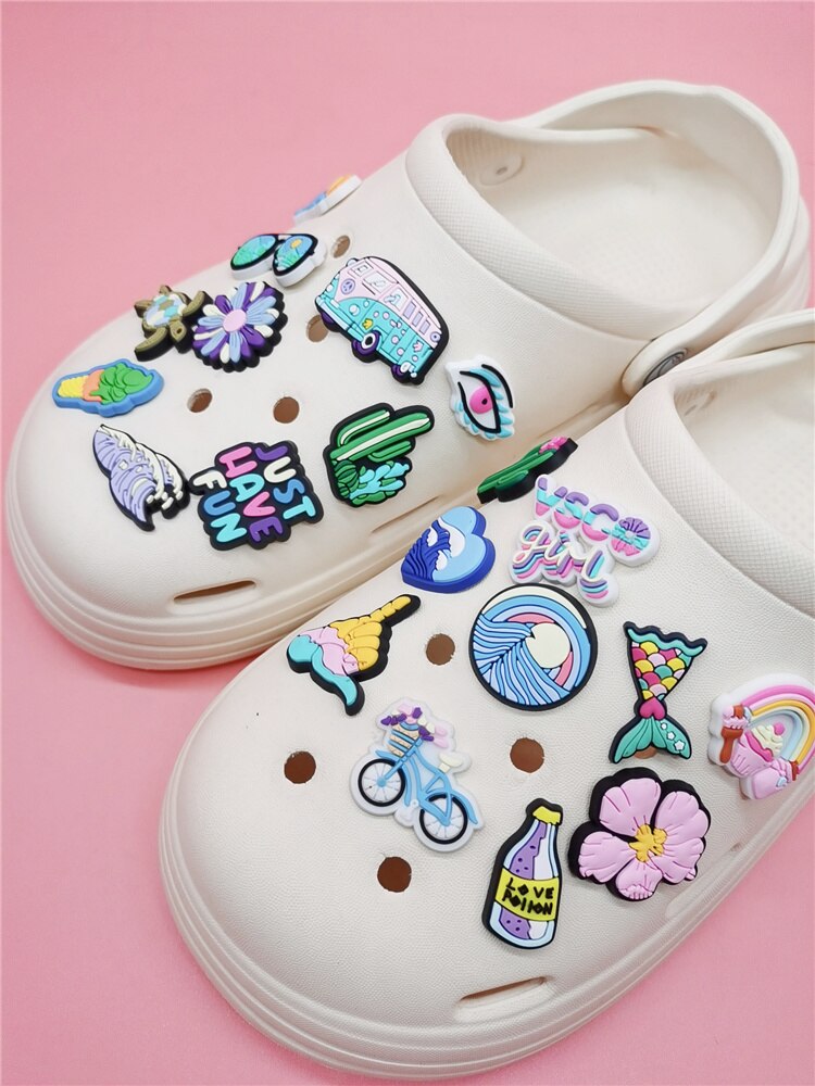 Anykidz 25pcs Random Color Summer Theme Shoe Charm Accessories Jeans Clogs Pendants Designer Ornament Jibbitz for Crocs-Shoe Charms-PEROZ Accessories