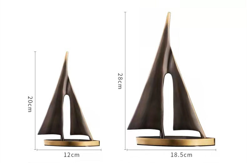 Anyhouz 28cm Gold Sailing Ship Metal Crafts Tabletop Home Decor Modern Art Living Room Display House Decorative Crafts Metal Ornaments-Ornaments-PEROZ Accessories