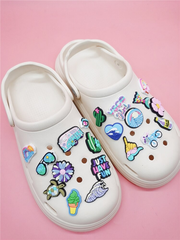 Anykidz 25pcs Random Color Summer Theme Shoe Charm Accessories Jeans Clogs Pendants Designer Ornament Jibbitz for Crocs-Shoe Charms-PEROZ Accessories