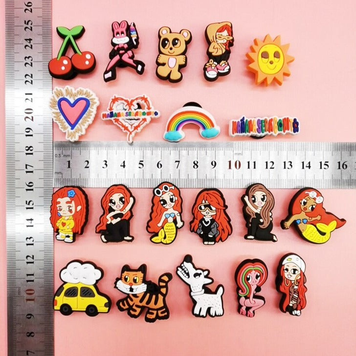 Anykidz 20pcs Random Color Cartoon Shoe Charm Accessories Jeans Clogs Pendants Designer Ornament Jibbitz for Crocs-Shoe Charms-PEROZ Accessories