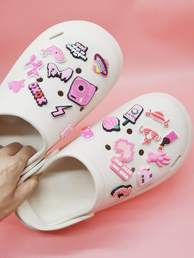 Anykidz 32pcs Random Color Pink Series Shoe Charm Accessories Jeans Clogs Pendants Designer Ornament Jibbitz for Crocs-Shoe Charms-PEROZ Accessories