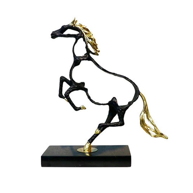 Anyhouz 38cm Metal Weaving Hollow Gold Horse Statue Tabletop Home Decor Modern Art Living Room Display House Decorative Crafts Metal Ornaments-Ornaments-PEROZ Accessories