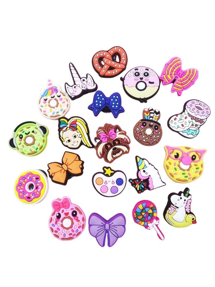 Anykidz 20Pcs Random Color Funny Pattern Shoe Charm Accessories Jeans Clogs Pendants Designer Ornament Jibbitz for Crocs-Shoe Accessories-PEROZ Accessories
