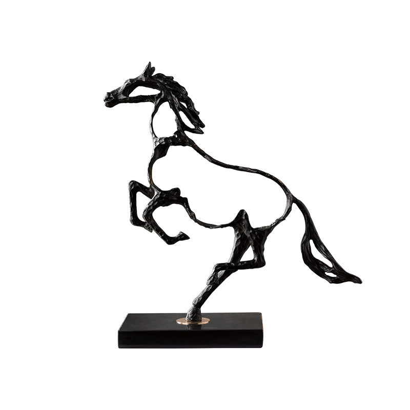 Anyhouz 38cm Metal Weaving Hollow Gold Horse Statue Tabletop Home Decor Modern Art Living Room Display House Decorative Crafts Metal Ornaments-Ornaments-PEROZ Accessories
