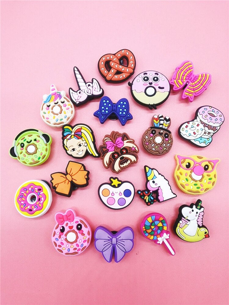 Anykidz 20Pcs Random Color Funny Pattern Shoe Charm Accessories Jeans Clogs Pendants Designer Ornament Jibbitz for Crocs-Shoe Accessories-PEROZ Accessories