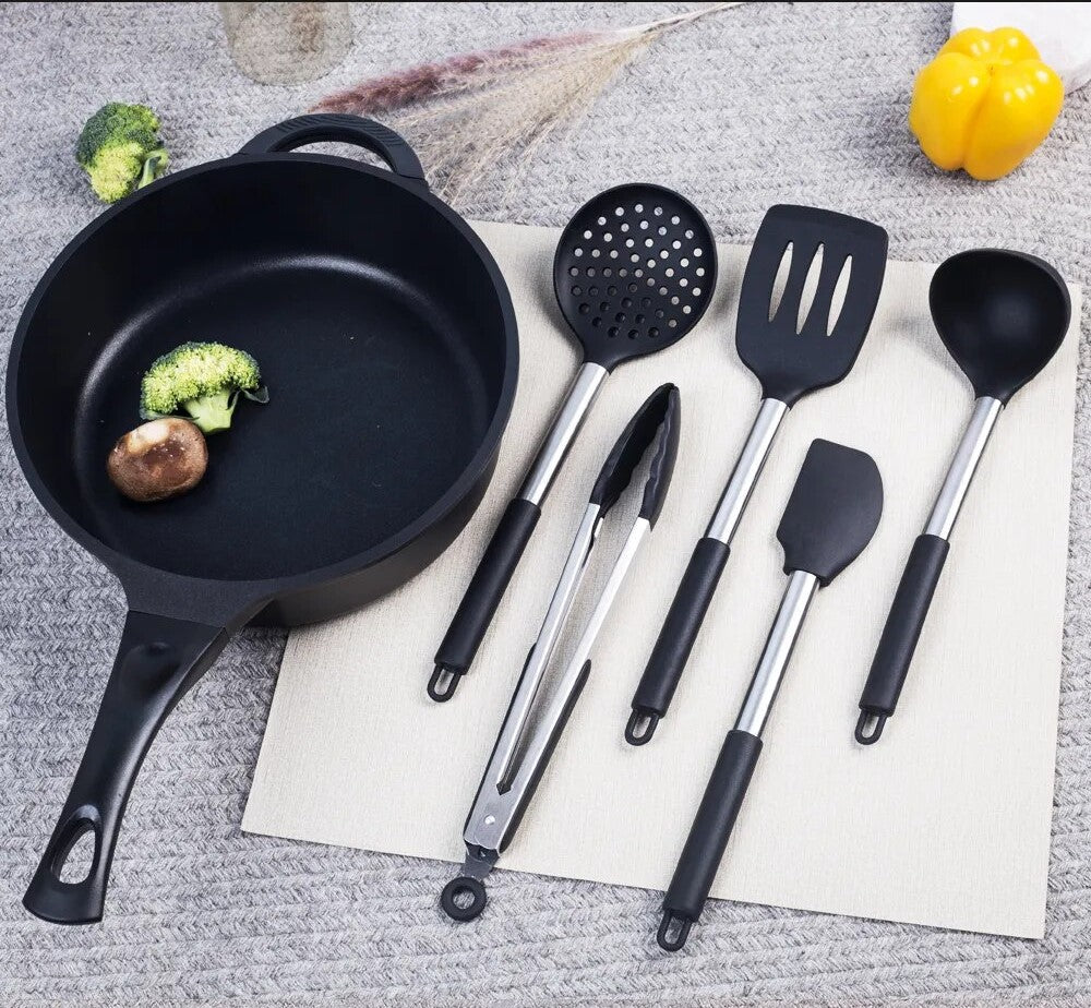 Anygleam Kitchen Utensils Non-stick Grey/ Silver 13 Set Cooking Tool Accessories Heat Resistant Kitchenware-Spatula and Shovel-PEROZ Accessories