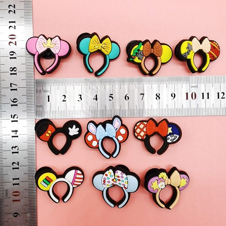 Anykidz 10pcs Random Color Hair Band Shoe Charm Accessories Jeans Clogs Pendants Designer Ornament Jibbitz For Crocs-Shoe Charms-PEROZ Accessories