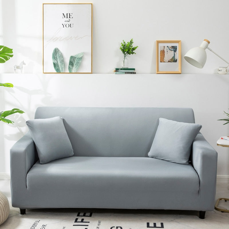 Anyhouz 4 Seater Sofa Cover Plain Ash Grey Style and Protection For Living Room Sofa Chair Elastic Stretchable Slipcover-Slipcovers-PEROZ Accessories
