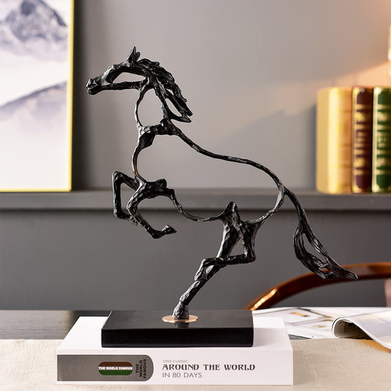 Anyhouz 38cm Metal Weaving Hollow Gold Horse Statue Tabletop Home Decor Modern Art Living Room Display House Decorative Crafts Metal Ornaments-Ornaments-PEROZ Accessories