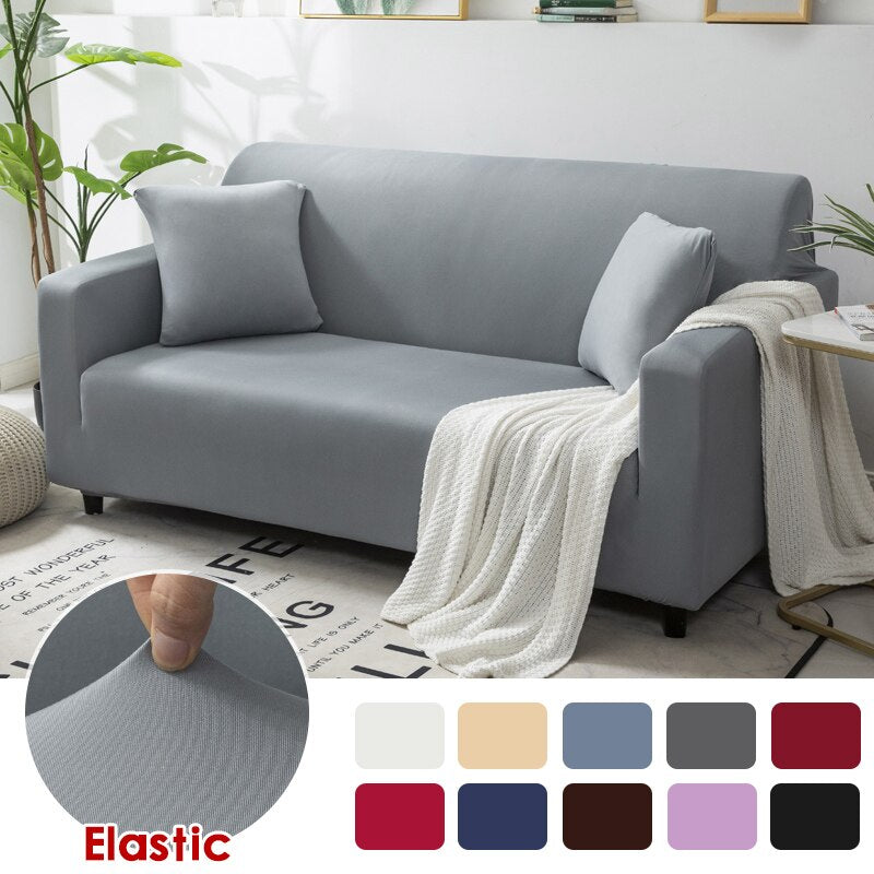 Anyhouz 2 Seater Sofa Cover Plain Grey Blue Style and Protection For Living Room Sofa Chair Elastic Stretchable Slipcover-Slipcovers-PEROZ Accessories