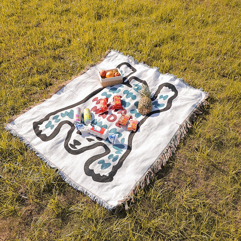 Anyhouz Polar Bear Throw Blanket Cozy Sofa Couch Bed Cover Outdoor Camping Mat Home Decor Tapestry with Tassel-Blankets-PEROZ Accessories