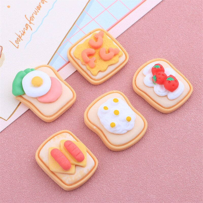 Anykidz 5pcs Breakfast Toast Design Shoe Charm Accessories Jeans Clogs Pendant Pin Designer Ornament Jibbitz for Crocs-Shoe Charms-PEROZ Accessories