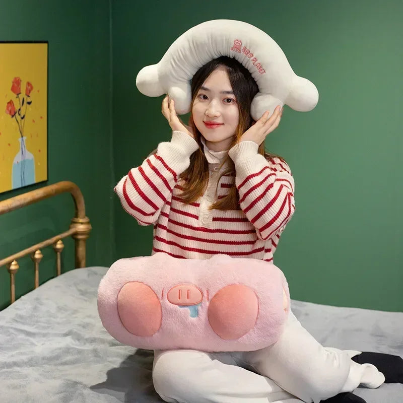 Anyhouz U-shaped Pillow Lovely Blue Pig and Bone for Travel Pillow Warm-handed and Throw Pillows-Sleeping Pillow-PEROZ Accessories