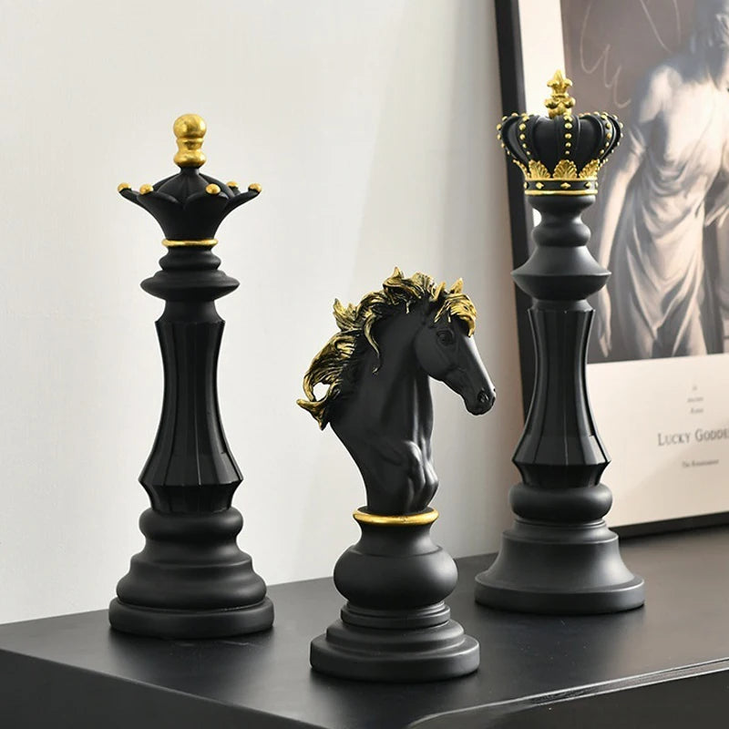 Anyhouz Home Figurine Chess Piece Black Queen Medium Resin for Living Room Desktop Decoration Accessories Gifts-Sculptures & Statues-PEROZ Accessories