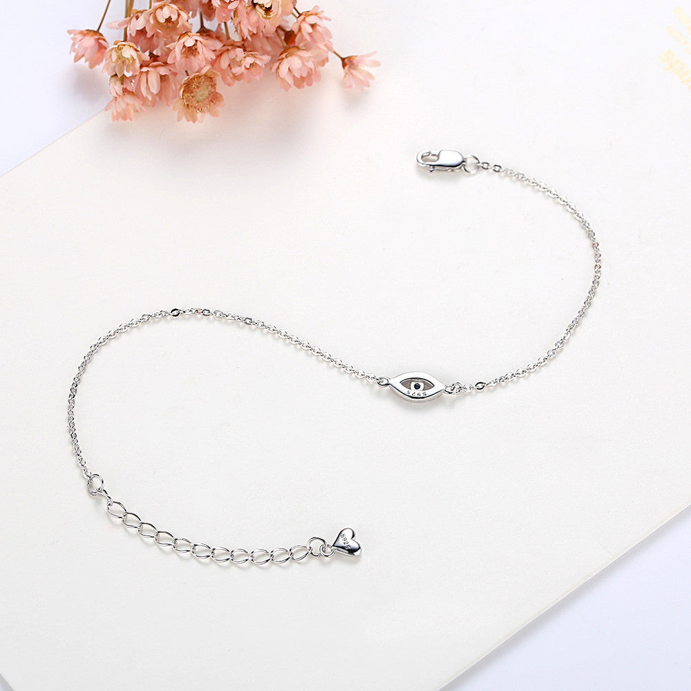 Anyco Bracelet High Quality Luxury Women Real 925 Sterling Silver Bracelet Blue Eye Stone Link Bracelets Bangles For Women-Bracelets-PEROZ Accessories