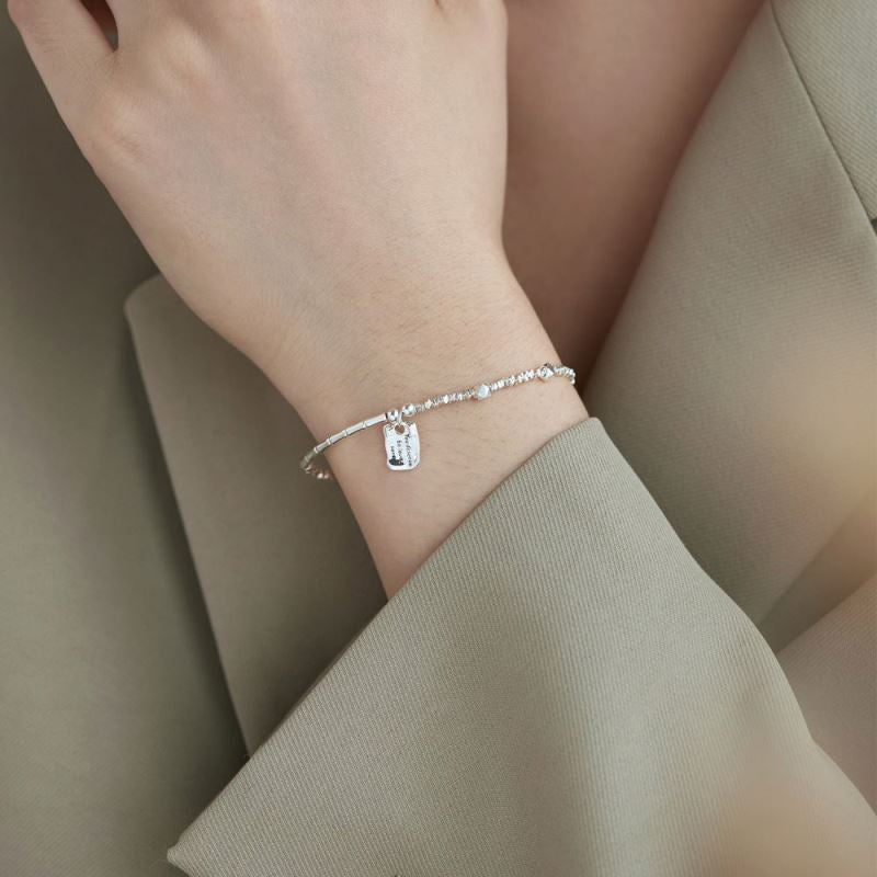 Anyco Bracelet Hypoallergenic 925 Sterling Silver Bracelet Irregular Broken Beaded Silver Pendant Bracelets Bangles for Women-Bracelets-PEROZ Accessories