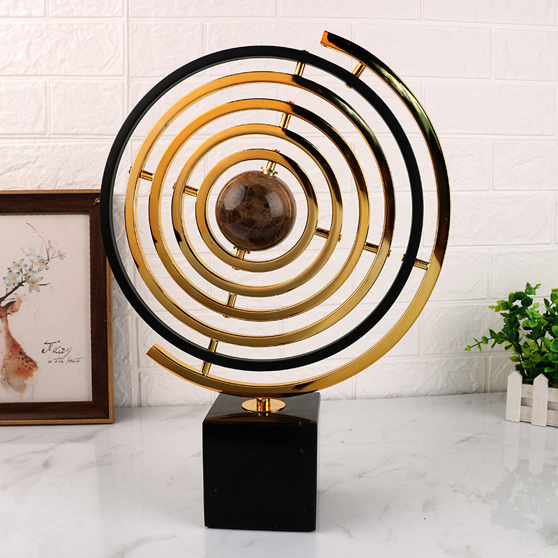 Anyhouz 43cm Metal Globe Tabletop Home Decor Modern Art Living Room Display House Decorative Crafts Metal Ornaments with Marble Base-Tabletop Decor-PEROZ Accessories