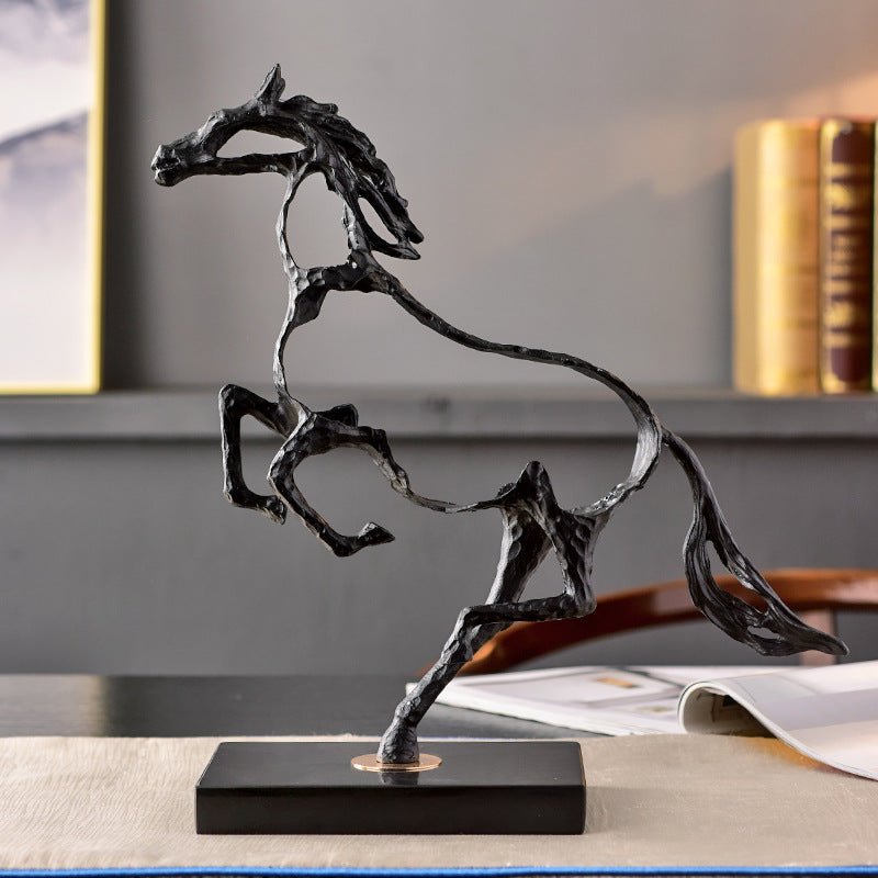 Anyhouz 38cm Metal Weaving Hollow Gold Horse Statue Tabletop Home Decor Modern Art Living Room Display House Decorative Crafts Metal Ornaments-Ornaments-PEROZ Accessories