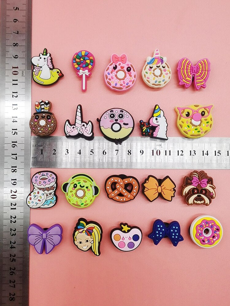 Anykidz 20Pcs Random Color Funny Pattern Shoe Charm Accessories Jeans Clogs Pendants Designer Ornament Jibbitz for Crocs-Shoe Accessories-PEROZ Accessories