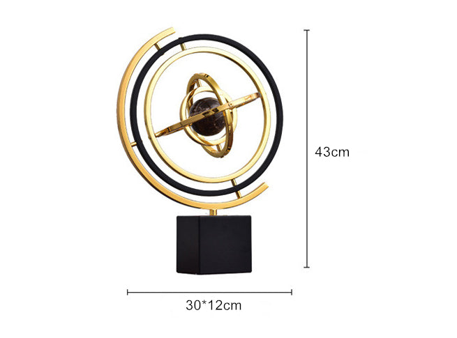 Anyhouz 43cm Metal Globe Tabletop Home Decor Modern Art Living Room Display House Decorative Crafts Metal Ornaments with Marble Base-Tabletop Decor-PEROZ Accessories