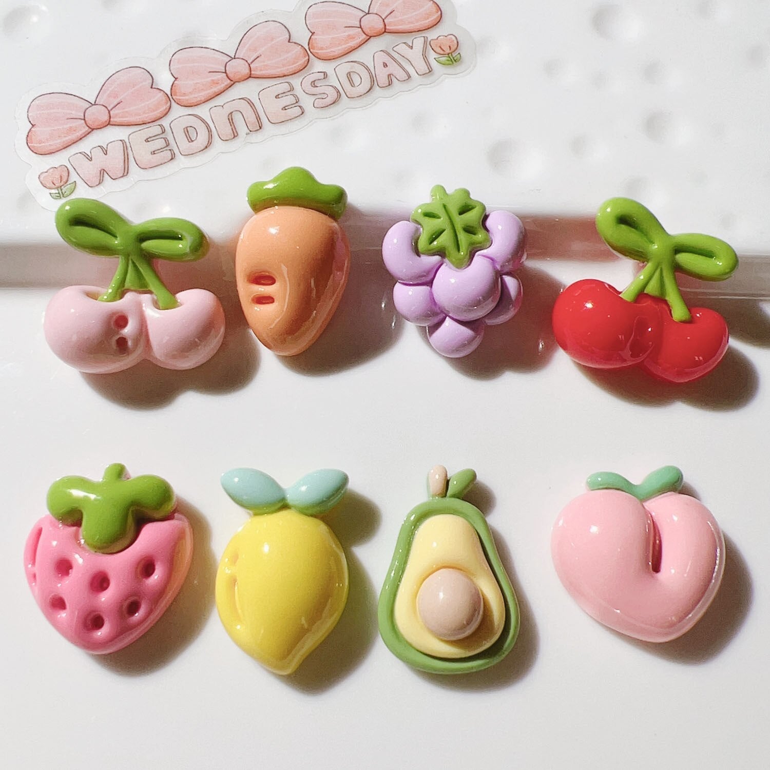 Anykidz 8pcs Shiny Fruit Design Shoe Charm Accessories Jeans Clogs Pendant Pin Designer Ornament Jibbitz for Crocs-Shoe Charms-PEROZ Accessories